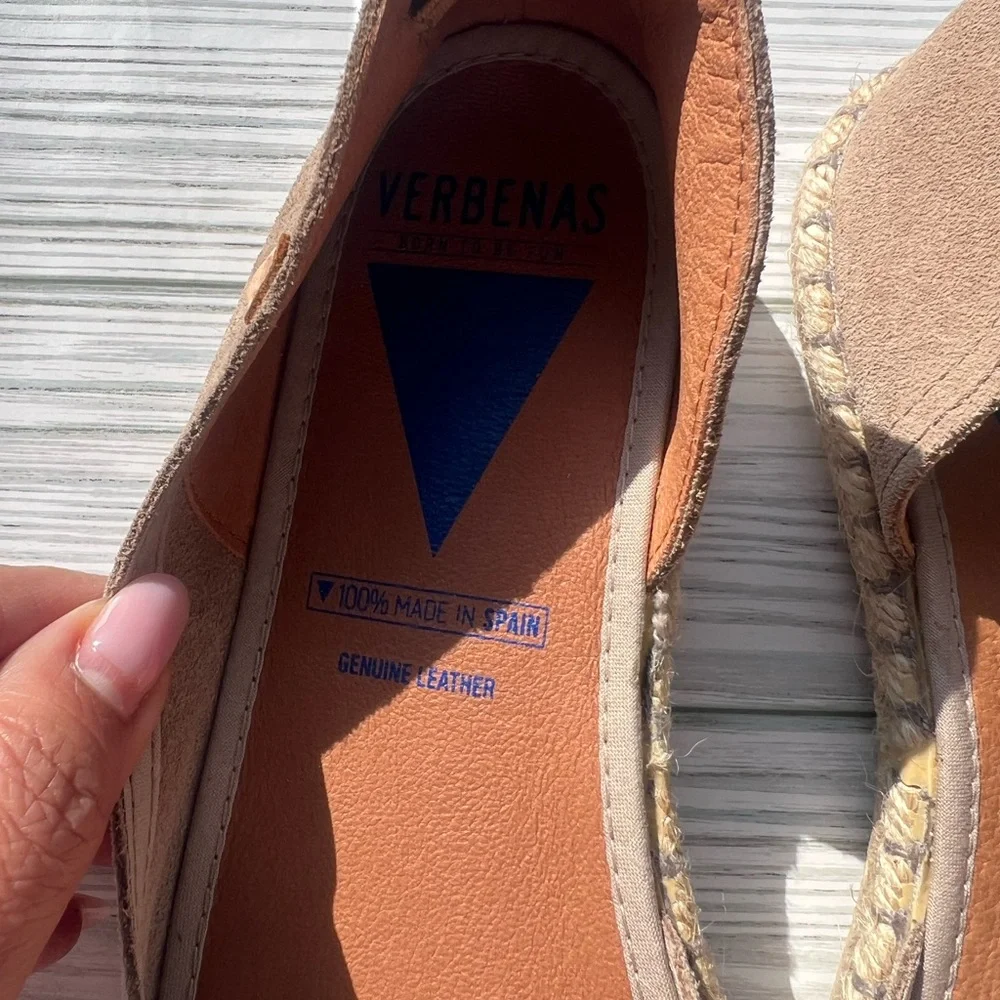 Verbenas Stylish Beige Espadrille Leather flats, Made in Spain Size US 8 EU 39 - Picture 2 of 6